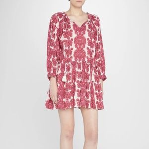 NWT Cara Cara Kavita Split-Neck Floral Cotton Mini Dress - Medium
